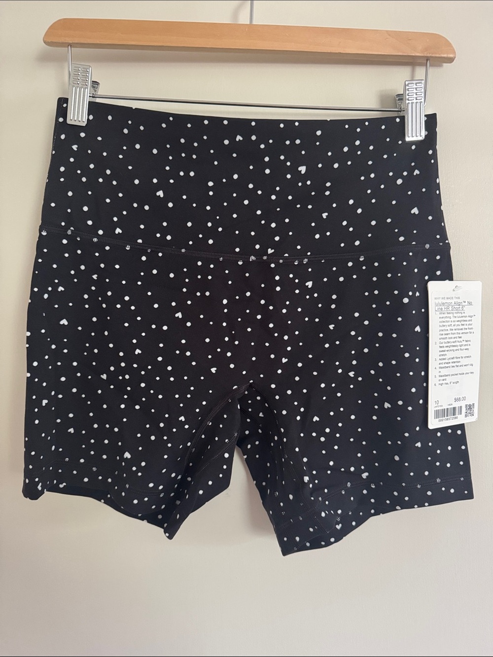 Lululemon Align HR Short 4" Scatter Heart Dot Print White Black sz 12 NWT